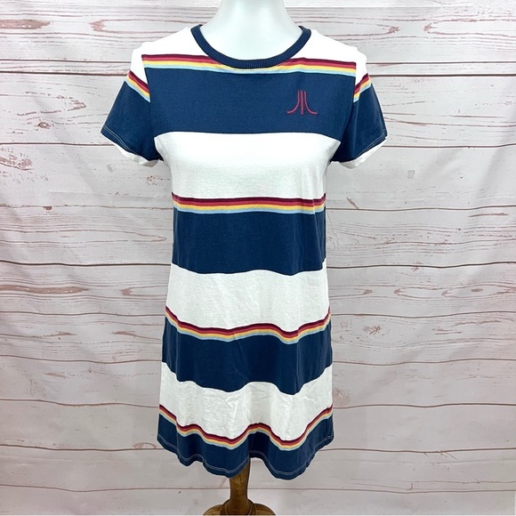 Vintage Junkfood Atari Striped Tee Shirt Dress - Picture 1 of 6